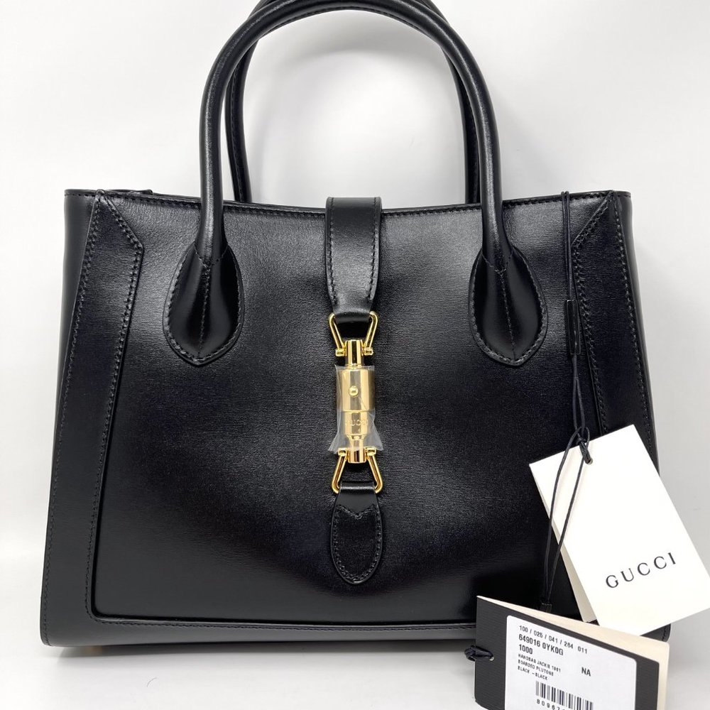 Gucci Black Leather Jackie 1961 Tote - Picture 3 of 8